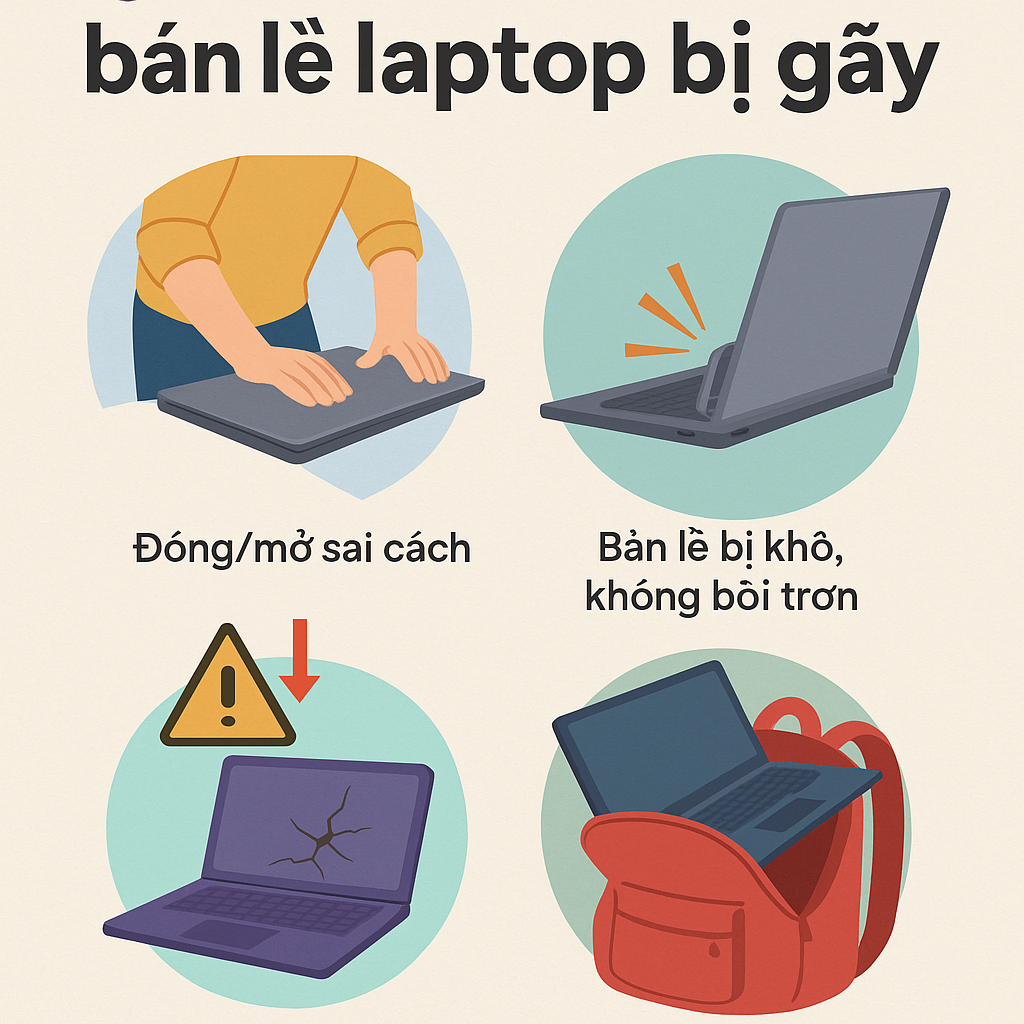 Nguyên nhân khiến bản lề laptop bị gãy